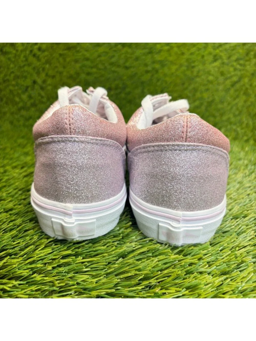 Vans Old Skool Girls Size 6.5Y Pink Glitter Athletic Skateboard Shoes Sneakers